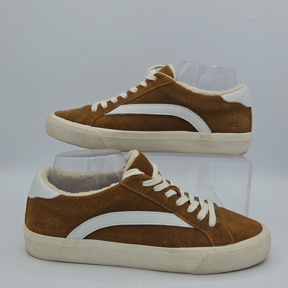 Madewell MWL Sidewalk Brown Suede Sherpa Lined Low Top Sneakers Womens Size 9